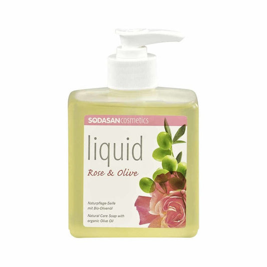 Sodasan Mydło w płynie różano - oliwkowe z dozownikiem 300 ml